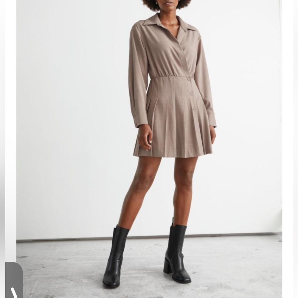 Other Stories Pleated Button Mini Dress - Picture 4 of 9